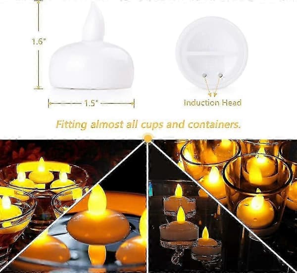 Floating Tealights 12 LED Flameless for Wedding Decorations