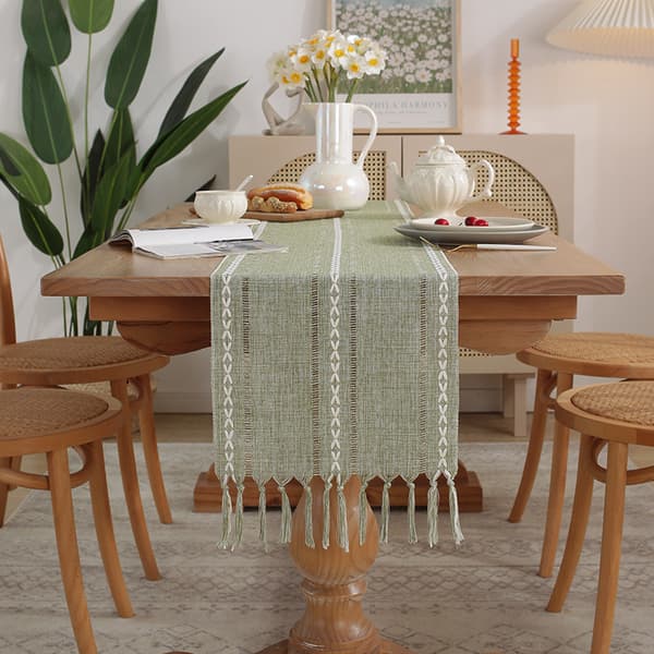 Bordløper, Bordløper i bohemisk stil, 33 x 120 cm, Grønn, Polyester, Rustikk Gårdshusstil Ta