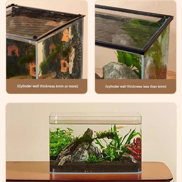 Akvarielåg 60 x 30 cm - Hoppebeskyttelsesnet - Nem installation - Transparent