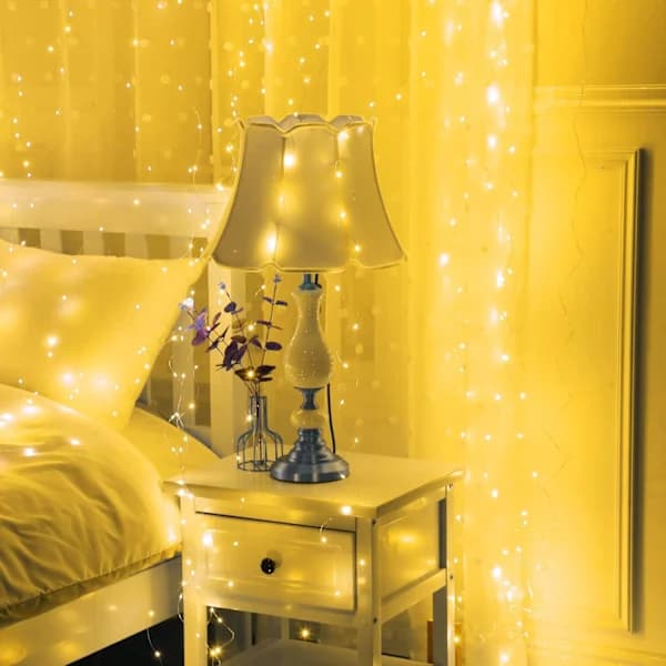 (pow yeah!) 3 x 2 m Curtain, LED light string, IP65 Waterproof, Light string (200 LED, warm white)
