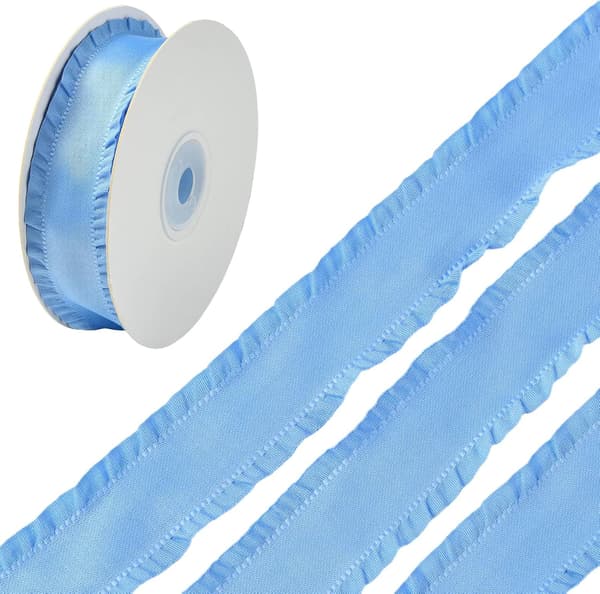 10 Yards Blå Dubbel Volangband Rosett Spetskant 1 Tum Blue