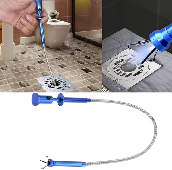 Magnetic pickup tool, flexible grabber with LED light, 4 claws, for garden and drain