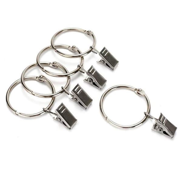 Nikkel satin 10 gardinringe med clips indvendig diameter