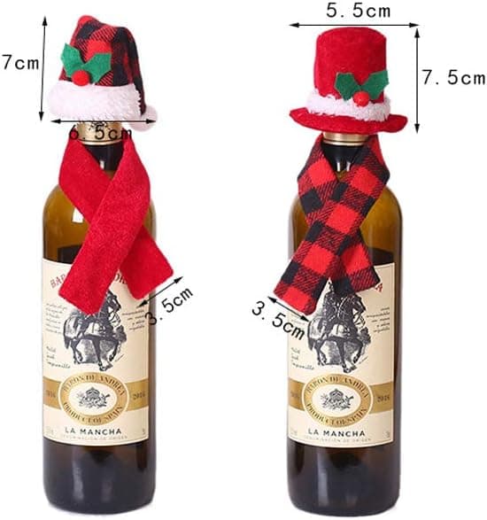4 sett juleflaskedeksel skjerf og hatt sett vinflaskedeksel