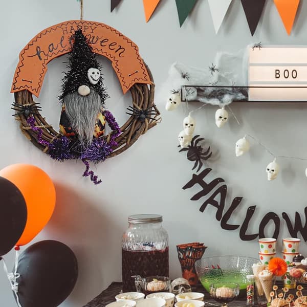 1 stk (1) Halloweenkrans 20 cm, Halloweenpynt til ophæng, Smal