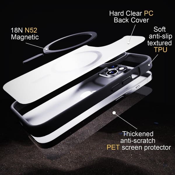 Allecto Premium - Magnetic Transparent Case [Yellow] for iPhone 14 - Scratch-resistant - Colorful - Shockproof