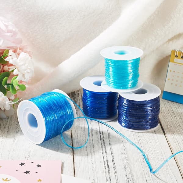 Flate glittertråder 3 mm blå snøring til vennskapsarmbånd Blue