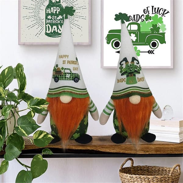 Tomtedukker til St. Patricks Dag, Grøn Ansigtsløs Dukke, Dekoration til Hjemmet - A