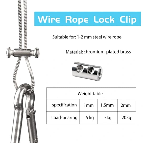 Wire Rope Clips for 1-2mm Diameter Formed Wire Rope Clamp 10 Pieces Wire Rope Handle Replacement Eyelet Sleeve