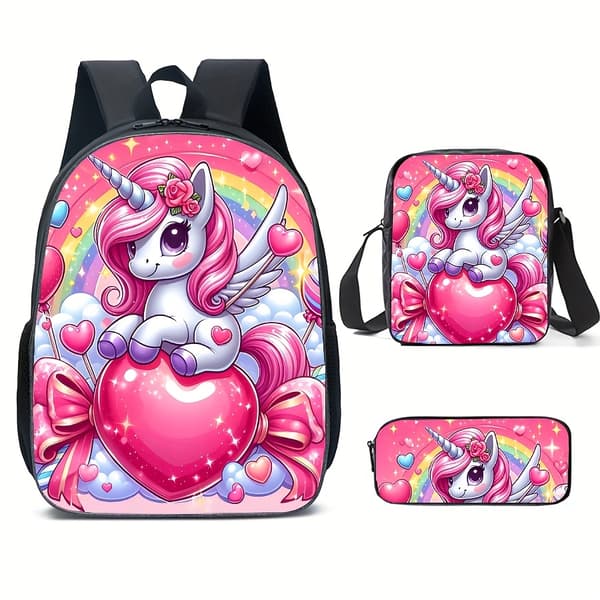 Unicorn Pattern Backpack Set, Shoulder Bag and Pencil Case Not provided Unicorn Blue Not provided Unicorn Blue