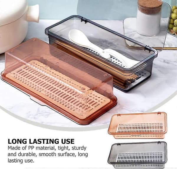 Cutlery Box Kitchen Cutlery Storage Box, 2 Pcs Cutlery Drain Tray with Mesh, Chopsticks Cutlery Organizer