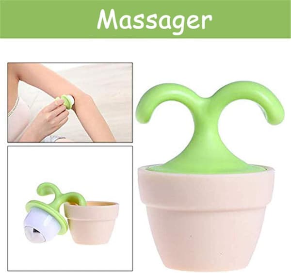 2 PCS Handheld Body Massager Mini Potted Plant Shaped Roller, ZQKLA