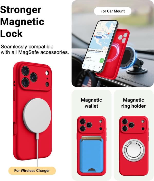 Ultratunt MagSafe-skal för iPhone 17 Pro Max - Mjuk silikon & Stötsäkert[JUN] iPhone 17 Pro Max Rouge Rouge iPhone 17 Pro Max