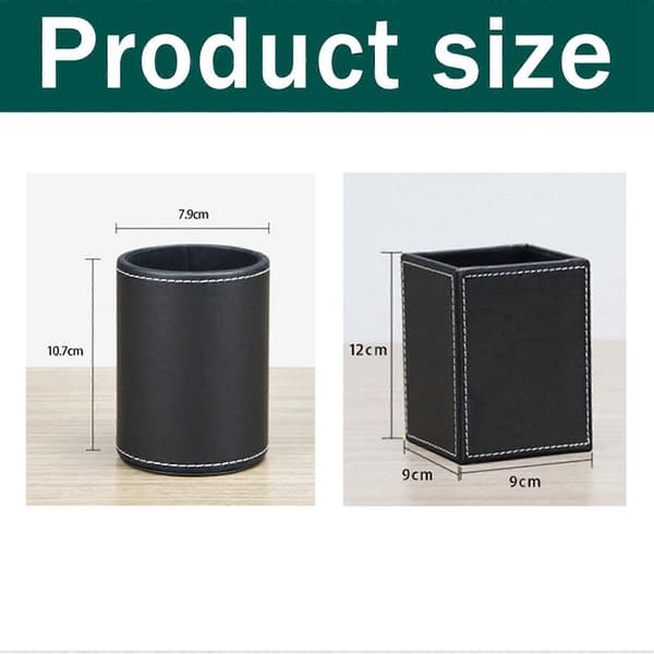 4-pack PU-läder pennställ kopp skrivbordsarrangör kontorstillbehör behållare svart [DB] Black