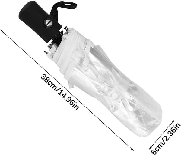 Automatic Clear Dome Umbrella With Case, Compact Foldable Windproof Steel Frame, For Men Women Travel Wedding Golf, 98 Cm Diameter