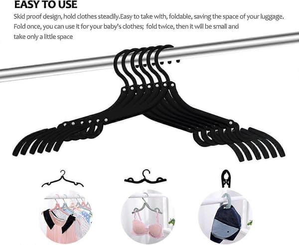 12 stk. Sammenklappelige Bøjler til Rejser Sort