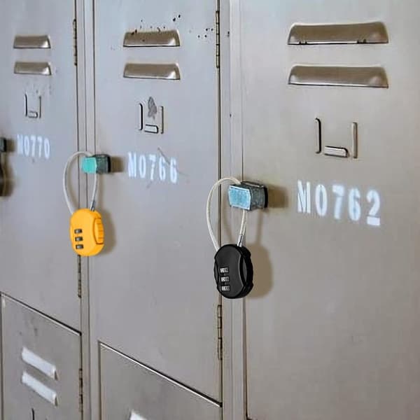 4-piece Combination Padlock Set, Small Cable Lock Code, 3-Digit Resettable Security Lock for Suitcase, Luggage, Locker, with 4 Codes