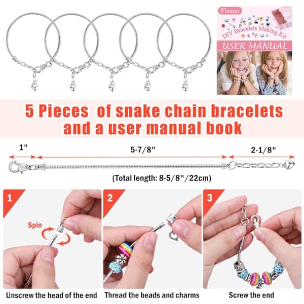Armbandstillverkningskit för flickor, berlockpärlor, DIY-smyckespresenter