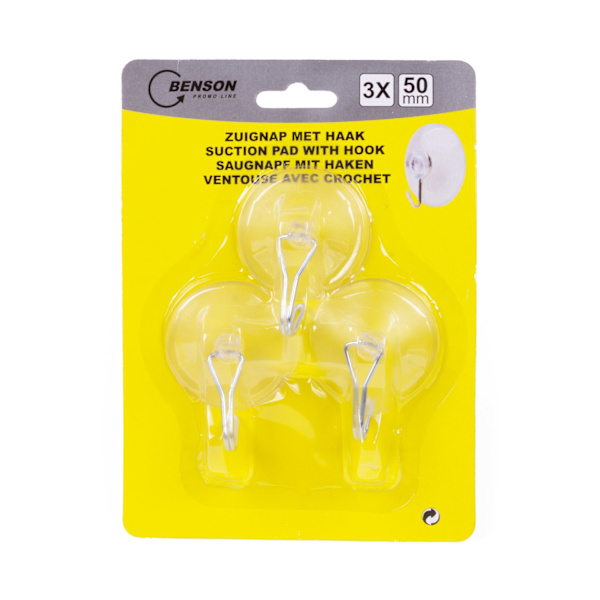 Suction cup with hook 3 pcs Ø45 mm