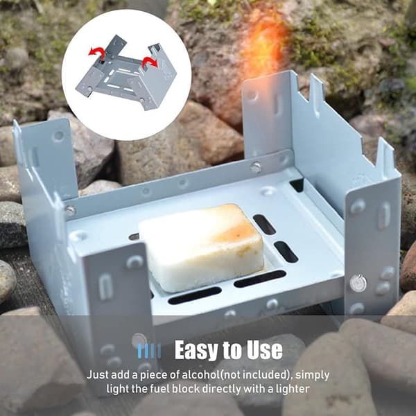 1 Portable Solid Fuel Stove, Foldable Thick Solid Alcohol Oven for Camping, Hiking, Picnics, Grills