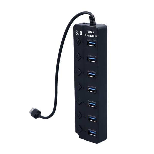 USB-C-hub med uafhængige afbrydere, kompakt 7-ports USB-datahub-splitter til bærbare computere, pc'er og mobile enheder