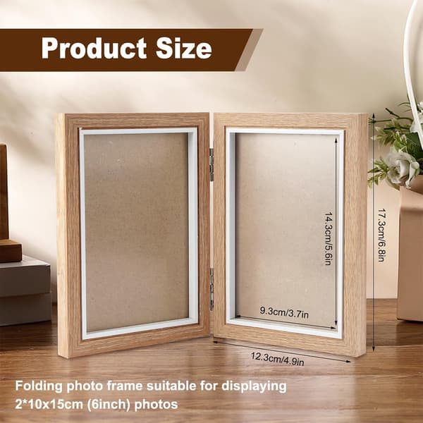 Dobbelt Fotoramme 10x15cm, Foldbar Colleramme til 2 Billeder