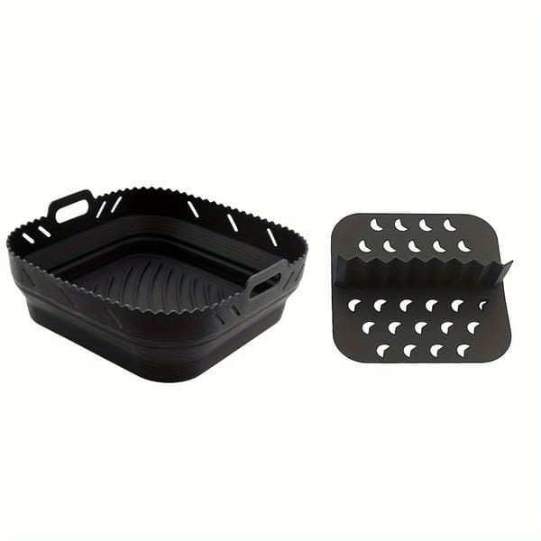 21 cm Airfryer Silicone Mold with Divider - Non-Stick Round/Square Baking Mat Square (Red) Square (Red)
