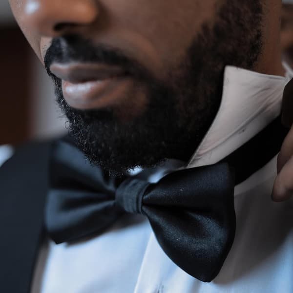 Men's Satin Bow Tie and Handkerchief Set with Cufflinks, Groom's Suit Accessories