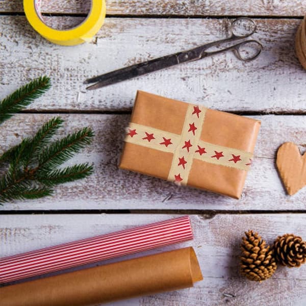 3 ruller juletræsstjernebånd med glædelig jul-ord