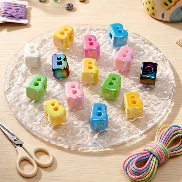 26 st bokstavspärlor med stort hål, tjocka bubbelalfabetspärlor A-Ö Large Letter Beads B
