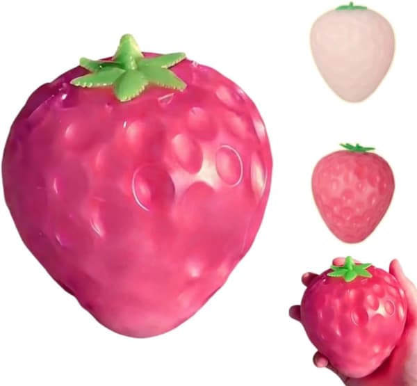 Farveskiftende jordbær-squishy-legetøj Kawaii jordbær-fidget-sensorisk legetøj