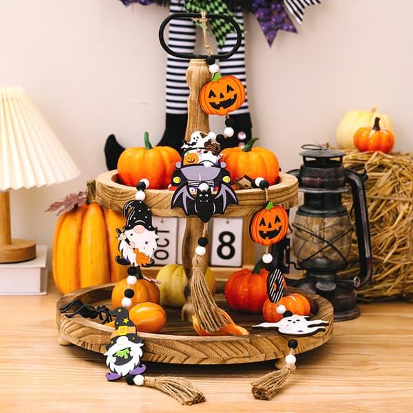 3 stk Mini Halloween-perler - Træperler Væghængninger - Kædepen
