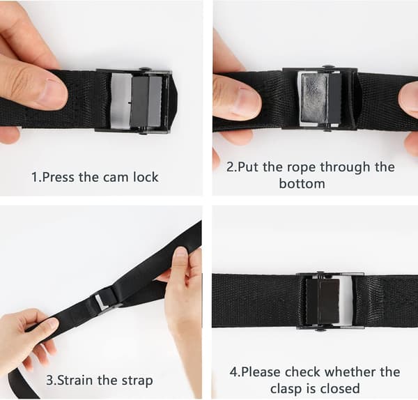 4-pack spännband, 2,5 cm * 4 m, kraftiga spännband med