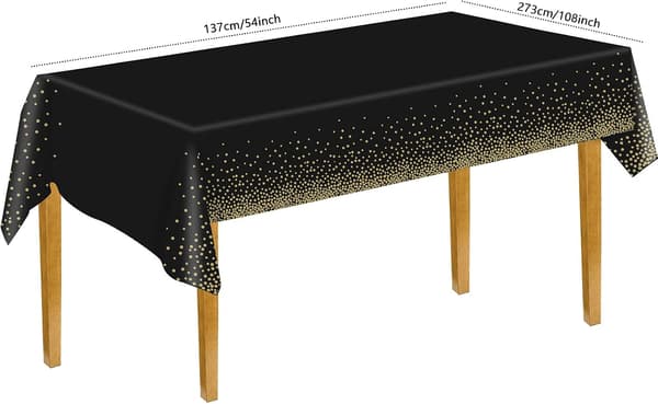 2-pack guldfärgade prickiga bordsdukar, festdukar, 137x274 cm rektangulära