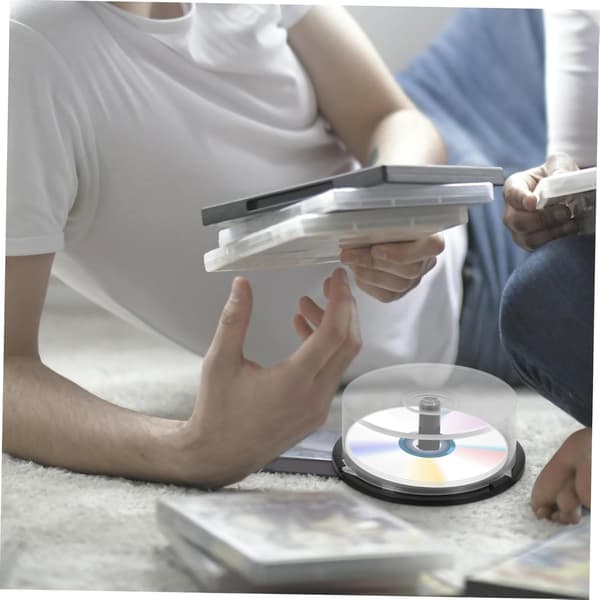 Empty CD/DVD Storage Box for 25 Discs, Compact Round Container for Home, Office, Bar, Practical Organizer