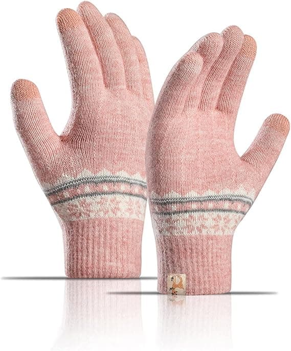 Damevanter Vinterhandsker Termiske Strikkede Handsker Varme Touchscreen Vindtætte Handsker med Fleecefor Dame