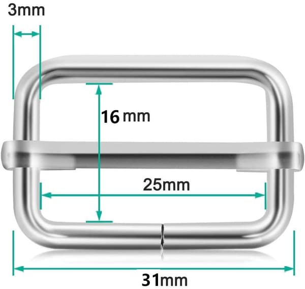 A set of 50 adjustable rectangular buckles for handbags, backpack
