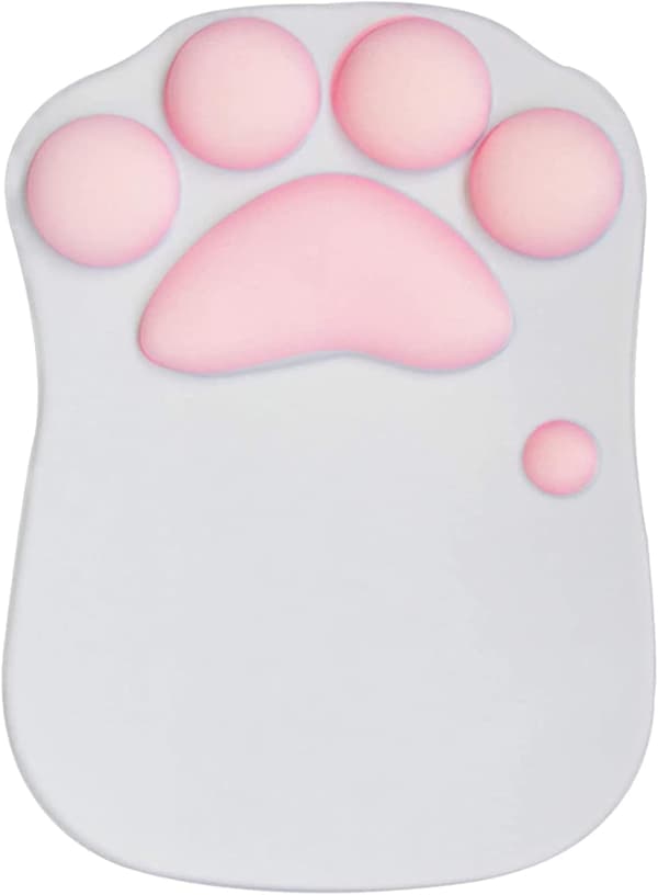 Musematte med katt og håndleddsstøtte Grå rosa Gray pink