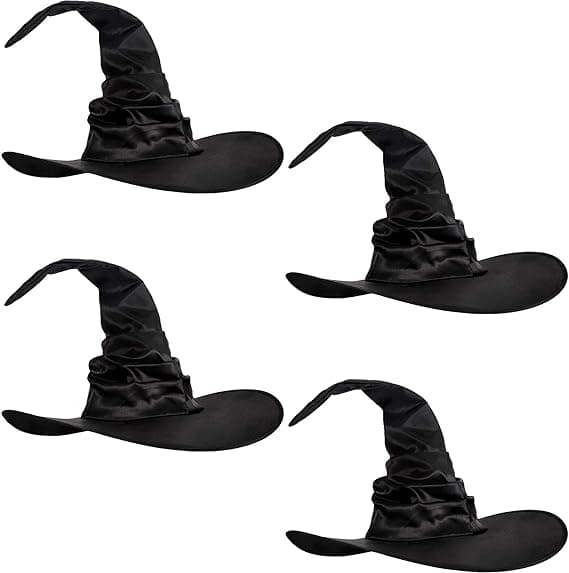 4-pack Halloween Witch Hat Large Wizard Hat for Halloween Party Decor Cosplay Costume Accessories