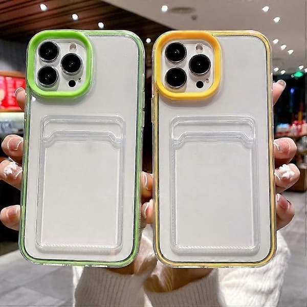 iPhone 15:lle 360 Läpinäkyvä PC Hybrid TPU Puhelinkotelo Korttipaikalla