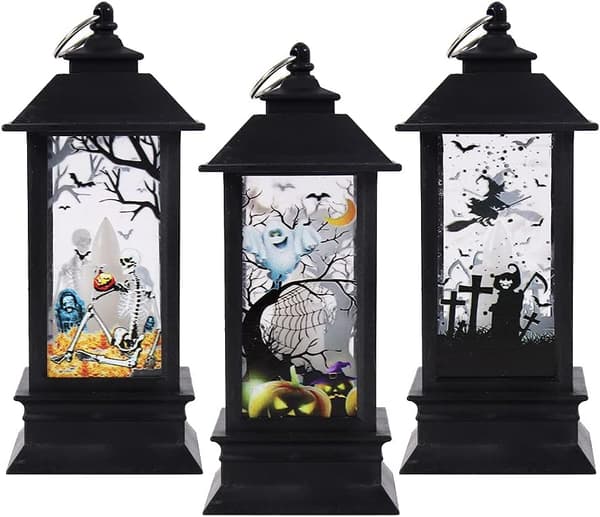 3-pak Halloween-lanterne græskar heks spøgelse flammefri LED-lys