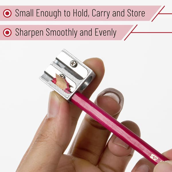 Handheld metal pencil sharpener with 2 holes, 12-pack, silver, color pencil sharpener, pencil sharpener