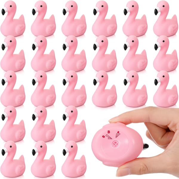 24 stk. Flamingo Gummiand Bulk Fest, Sød, Lyserød Lys Light Pink