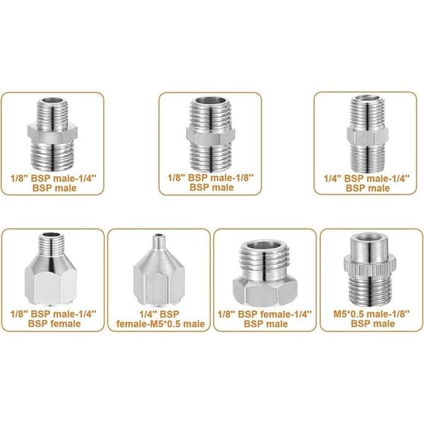 Sæt med 7 airbrush-adaptere til airbrush og kompressor