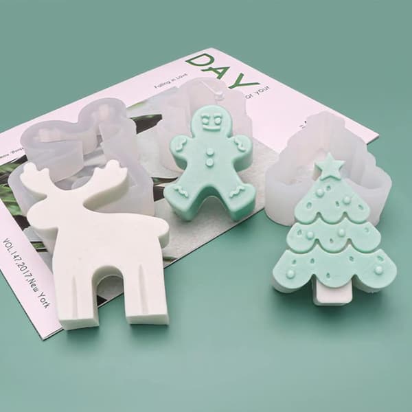 Pieces Jul DIY Silikon Ljusform Silikonform Jul Raysin Formar Pepparkaksgubbe, Älg, Julgran Ljus Silikonform DIY Ljus
