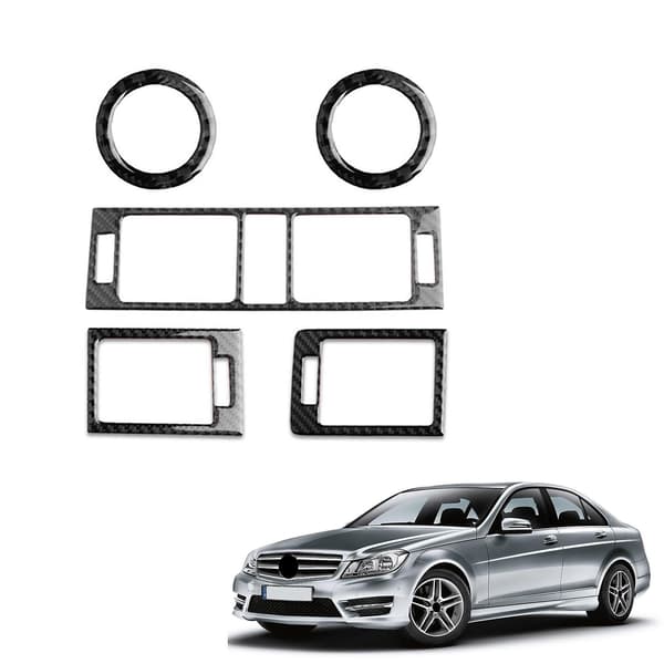 5 stk. Karbonfiber Interiørkonsoll Dashbord Ventilbeskyttelse for C- W204 2007-2013
