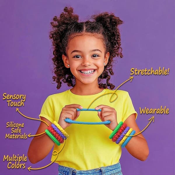 Sensoriske Fidget-armbånd – 5 stilfulde silikonearmbånd, beroligende legetøj til børn