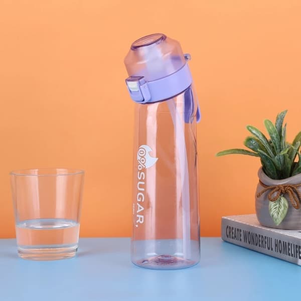 Smaksatt vattenflaska med 7 doftkapslar, 650 ml transparent rosa Air Water Up-mugg, camping [JUN]