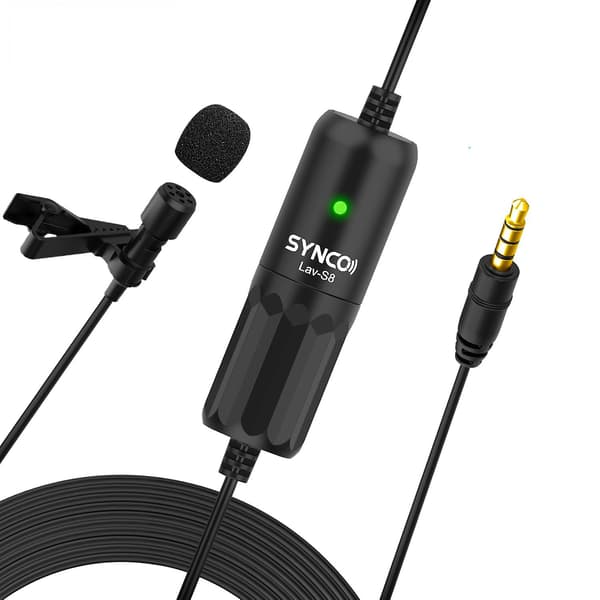 SYNCO Lav-S8 Profesjonell Lavalier-mikrofon Clip-on Omnidireksjonell Lapel Mic Støyreduksjon Auto