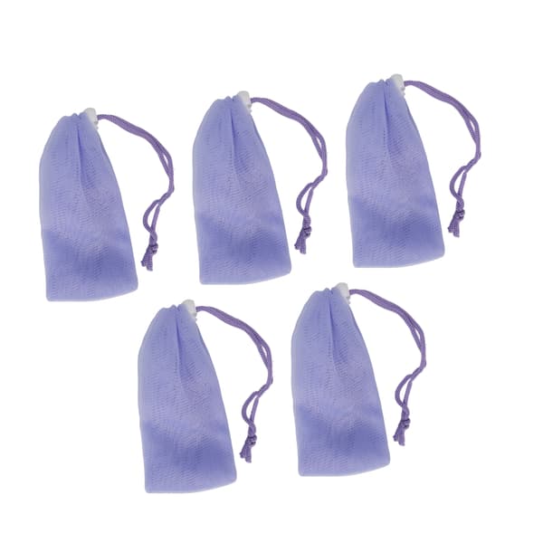 5 Mesh Soap Bag Purple Bubble Foam Net with Drawstring for Body and Face Cleansing